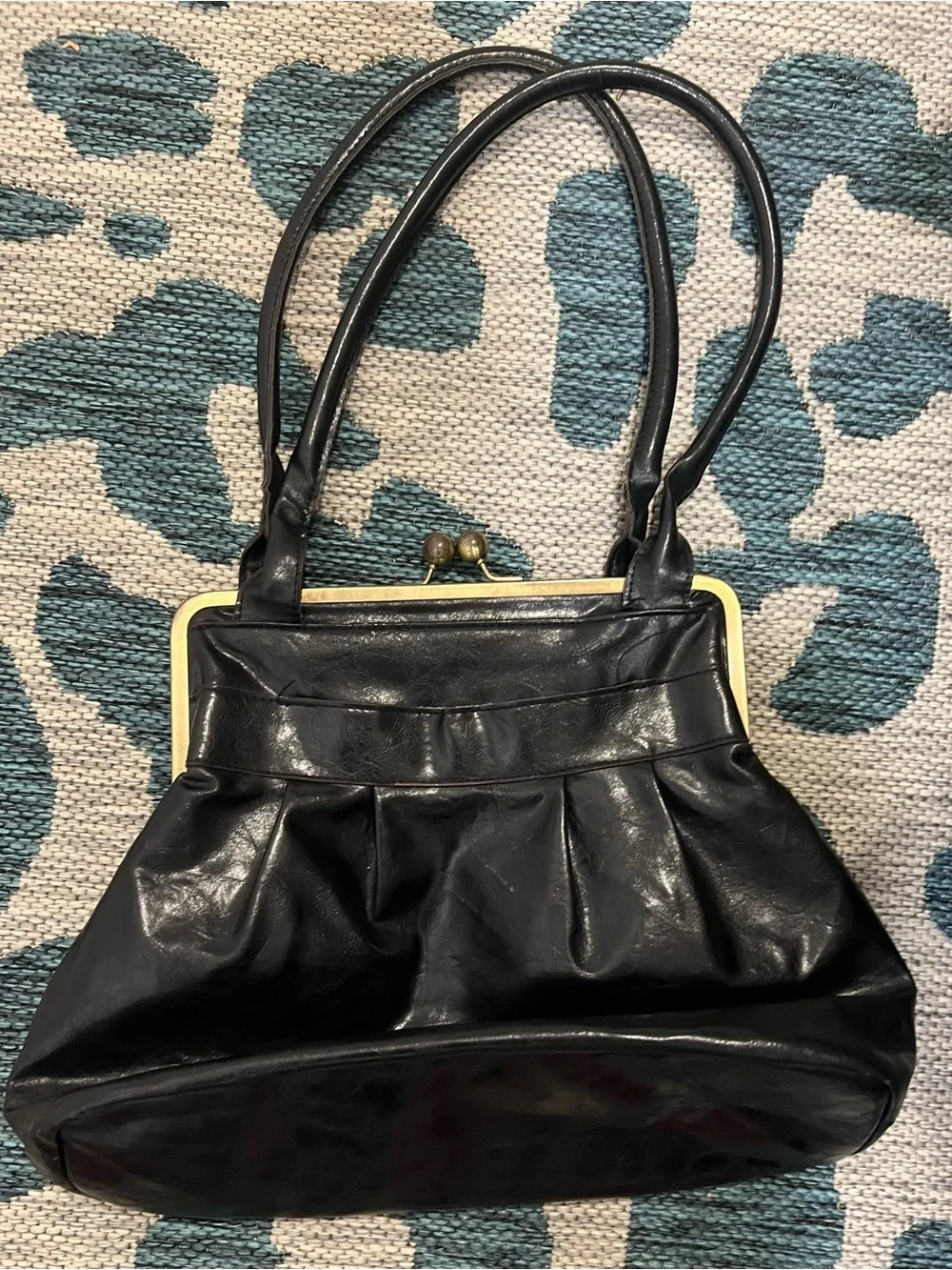 Bueno Black Shoulder Bag with Gold Accents